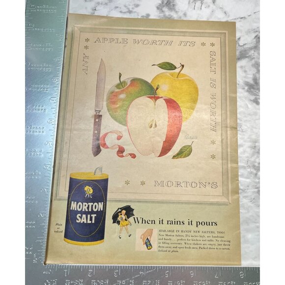 Morton Salt Vintage Print Ad 1950s Mid Century Pertchik Wall Art Kitchen Decor - Picture 2 of 6